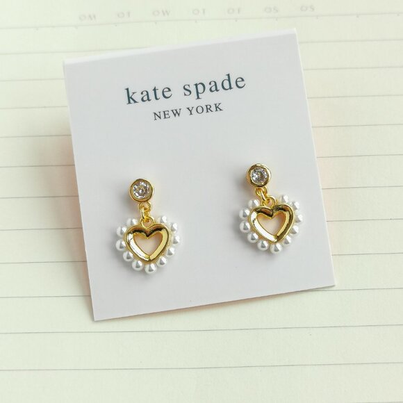 kate spade Jewelry - Shining Spade Pearl Gold Drop Earrings - Kate Spade